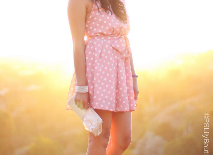 Just Rosy | PSLily Boutique, Instagram: @pslilyboutique, pink polka dot dress, banana republic bag, Spring & Summer Outfit Ideas, Los Angeles fashion blog, street style