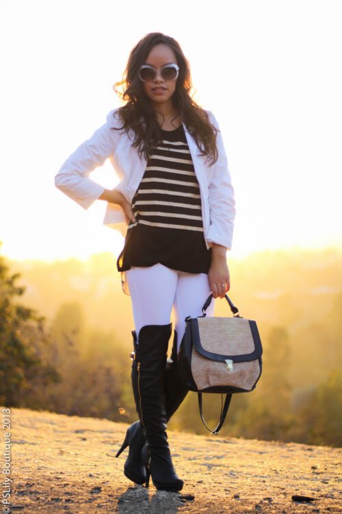 Instagram: @pslilyboutique, Los Angeles Fashion Blogger, PSLily Boutique Fashion Blog, Over The Knee Boots, White Blazer, H&M Satchel Bag, Outfit