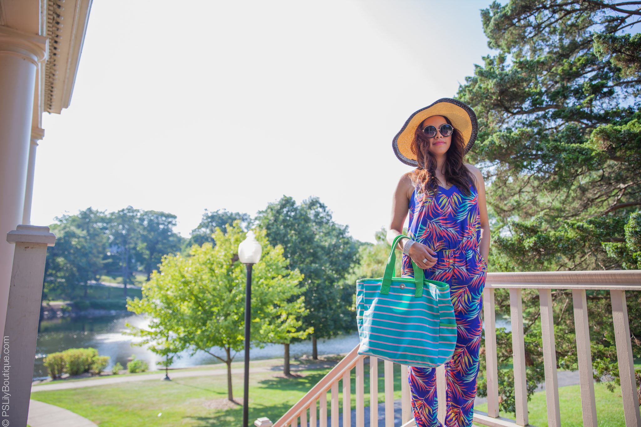 Tropical Palm | instagram-pslilyboutique-los-angeles-fashion-blogger-blue-green-pink-stripe-canvas-tote
