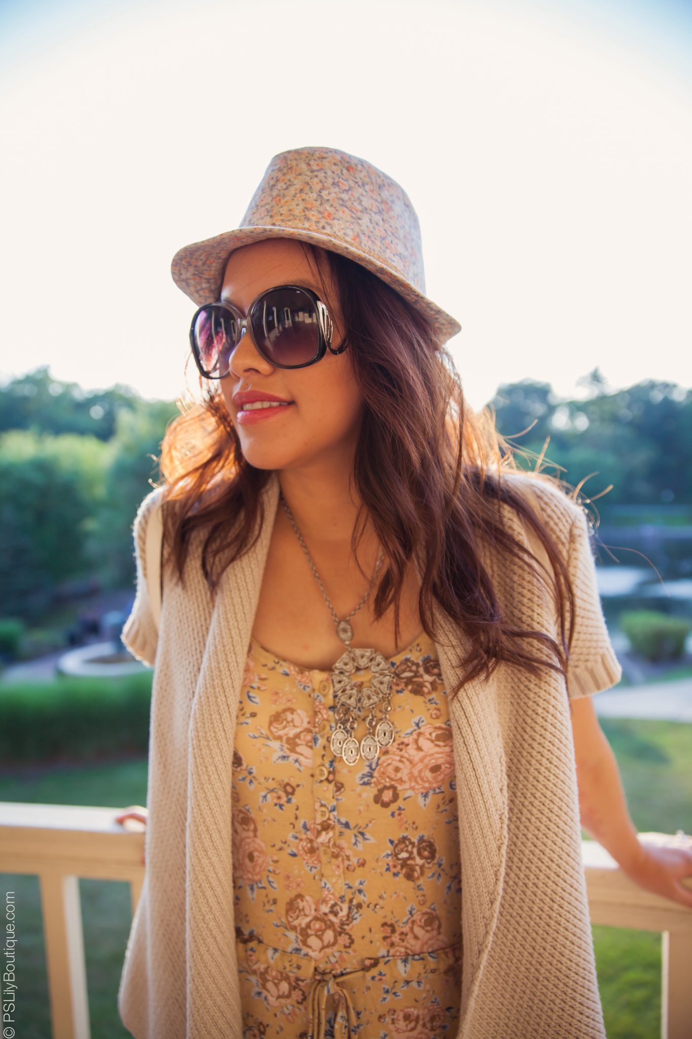 pslilyboutique-los-angeles-forever-21-peach-floral-fedora-hat-vintage-sunglasses