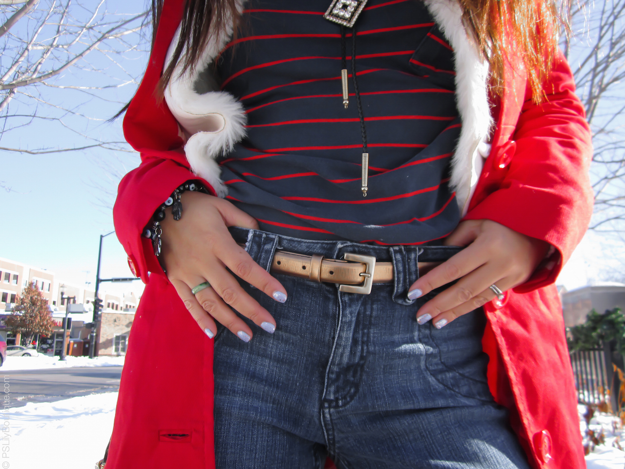 instagram-pslilyboutique-los-angeles-fashion-blogger-blog-gold-american-eagle-outfitters-skinny-belt-kokie-cosmetics-nail-polish-red-stripe-shirt-h&m-red-coat-winter-2016-outfits-12-26-16