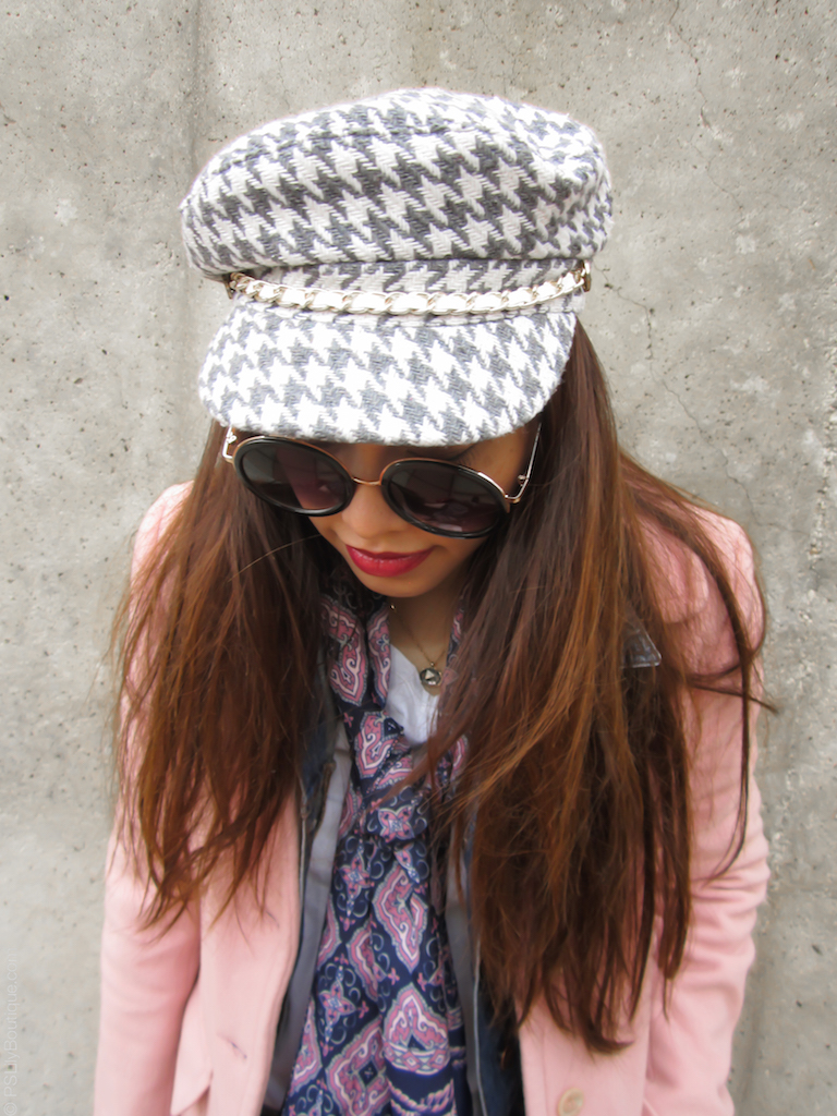 instagram-pslilyboutique-los-angeles-fashion-blogger-gray-august-hats-houndstooth-hat-forever-21-round-sunglasses-scarf-winter-2017-outfit-ideas-pink-coat-1-22-17