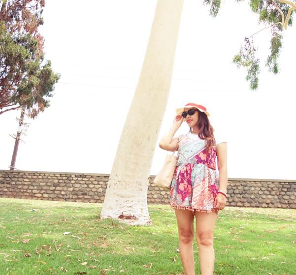 Instagram: @pslilyboutique, Los Angeles fashion blogger, Top fashion blog, Best fashion blog, Summer 2017 outfit ideas, romper, sandals, hat, sunglasses, bag