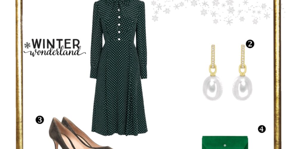 Mortimer... - PSLily Boutique | A Fashion & Personal Style Blog. L.K. Bennett DORA GREEN SUEDE CLUTCH, L.K. Bennett MORTIMER GREEN DOTTED SILK DRESS, Gianvito Rossi Gianvito 70 Green Suede Pumps, Kiki McDonough 18K Yellow Gold & Detachable Pearl Earrings with diamonds, winter 2019 outfit ideas, 1.3.19
