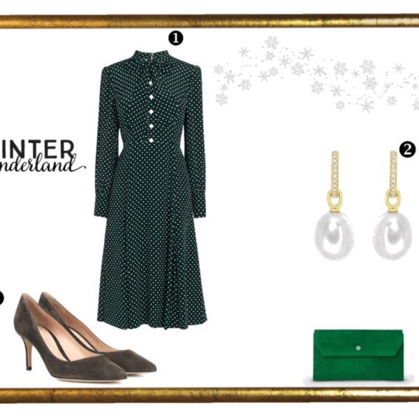 Mortimer... - PSLily Boutique | A Fashion & Personal Style Blog. L.K. Bennett DORA GREEN SUEDE CLUTCH, L.K. Bennett MORTIMER GREEN DOTTED SILK DRESS, Gianvito Rossi Gianvito 70 Green Suede Pumps, Kiki McDonough 18K Yellow Gold & Detachable Pearl Earrings with diamonds, winter 2019 outfit ideas, 1.3.19