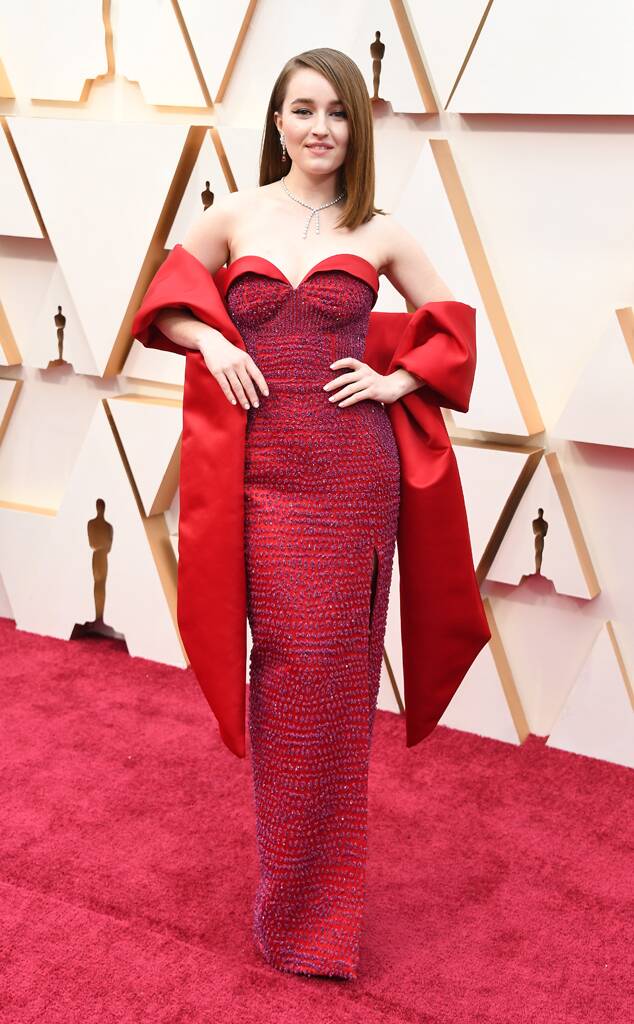 rs_634x1024-200209151957-634-2020-oscars-awards-red-carpet-fashions-Kaitlyn-Dever-louis-vuitton-red-gown-dress-harry-winston-diamond-necklace-earrings.cm.2920