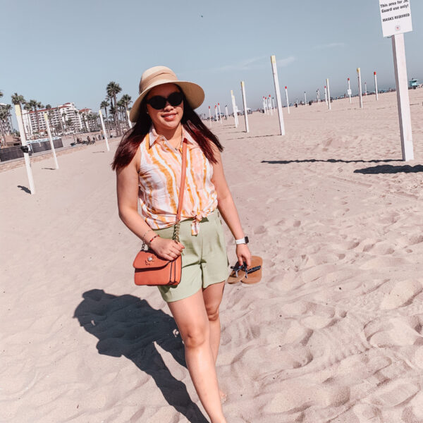 pslilyboutique-on-instagram-pinterest-if-summer-was-an-outfit-ann-taylor-pink-peach-sleeveless-shirt-green-shorts-summer-2020-outfit-ideas-IMG_1085