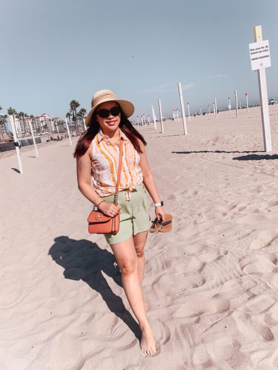 pslilyboutique-on-instagram-pinterest-if-summer-was-an-outfit-ann-taylor-pink-peach-sleeveless-shirt-green-shorts-summer-2020-outfit-ideas-IMG_1085