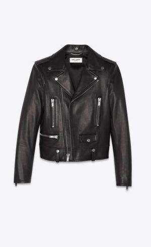 SAINT LAURENT MOTORCYCLE JACKET IN PLUNGED LAMBSKIN