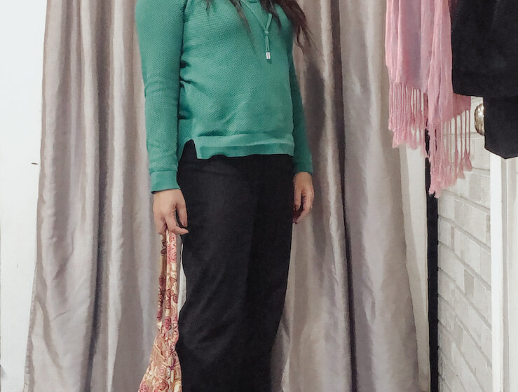 pslilyboutique-on-instagram-pinterest-michael-kors-green-sweater-express-black-pants-calvin-klein-black-heels-vera-bradley-yellow-bag-winter-2024-outfit-ideas-holiday-luxury-fashion-style-IMG_7286